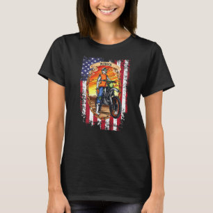 Camiseta Dirt Bike American Flag Biker Motocicleta Usa 4th