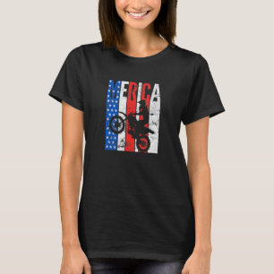 Camiseta Dirt Bike American Flag Motocross 4 De Julho Moto