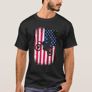 Camiseta Dirt Bike American Flag Motocross Biker 4 de julho