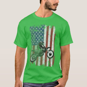 Camiseta Dirt Bike American Flag Motocross Biker 4 de julho