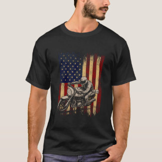 Camiseta Dirt Bike American Flag Motocross Biker 4Th Of Jul