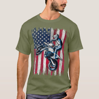 Camiseta Dirt Bike American Flag Motocross Biker Gift 4th