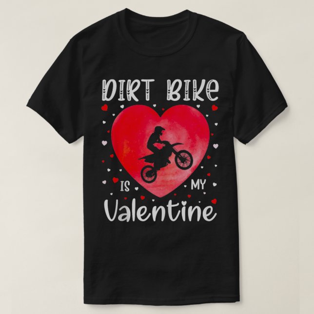 Camiseta Dirt Bike é o meu Namorados, Dirt Bike Heart Valen (Frente do Design)
