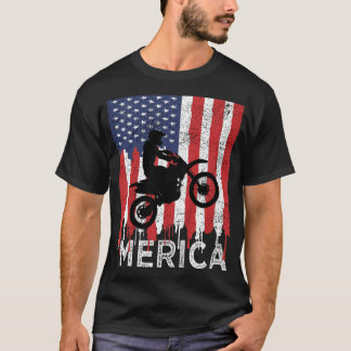 Camiseta Dirt Bike 'Merica American Flag 4° de julho Boys V