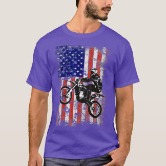 Camiseta Dirt Bike Motocross Biker American Flag USA 4th