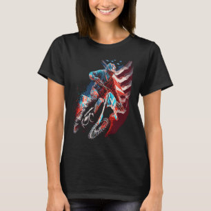 Camiseta Dirt Bike Motocross Rider American Flag
