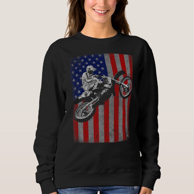 Camiseta Dirt Bike Rider Motocross Racer Flag americano (Frente)