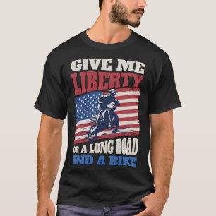 Camiseta Dirt Bike USA Flag Motocross 4° julho Long Road