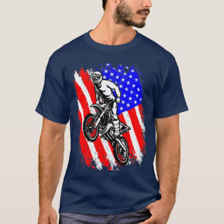 Camiseta Dirt Bike USA Flag Motocross American Flag Gift