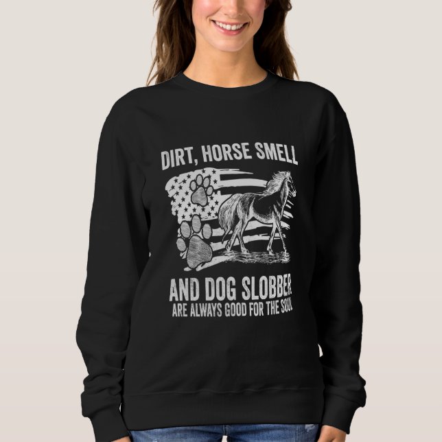 Camiseta Dirt Horse Smell And Dog Slobber American Flag (Frente)