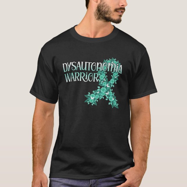 Camiseta Disautonomia Guerreira POTES de Consciência Teal R (Frente)