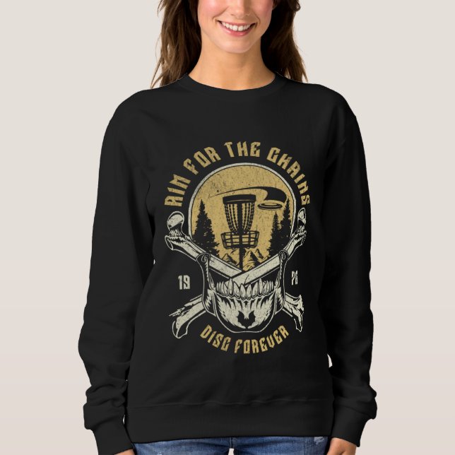 Camiseta Disc Golf Aim For The Chains Skull (Frente)