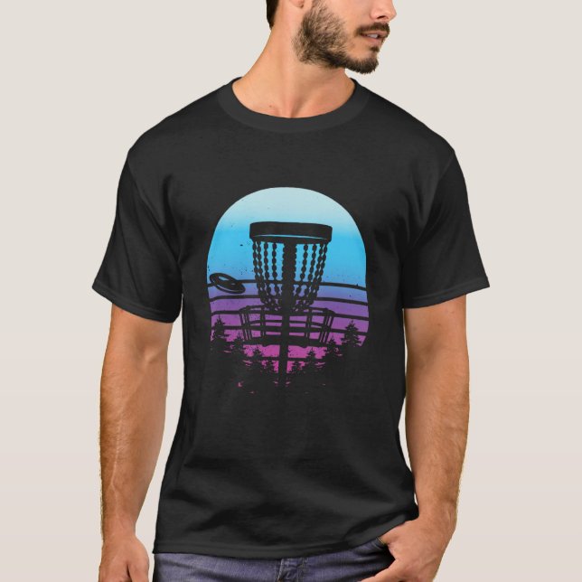 Camiseta Disc Golf Retro Sunset Frisbee Golf Disc Golf Play (Frente)