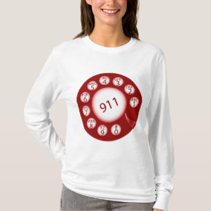 Camiseta Discagem de telefone giratório vermelho número de 
