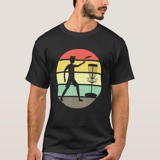 Camiseta Discgolf Vintage Sunset Design Retro Disk Golf (Frente)