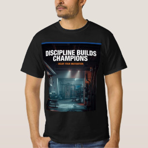 Camiseta Disciplina Constrói Campeões — Motivação de Fitnes