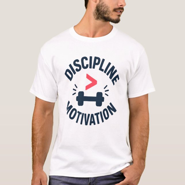 Camiseta DIscipline Greater than Motivation- Gym Fitness  (Frente)