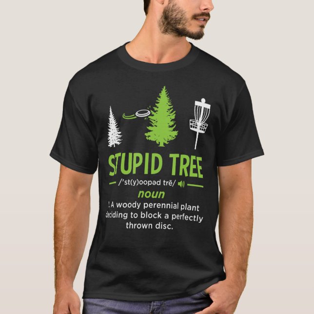 Camiseta Disco Árvore Estúpido Golf Disco Engraçado Golfe E (Frente)