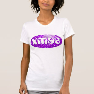 Camiseta Disco Azulejos Purple 'xmas' senhoras petite white