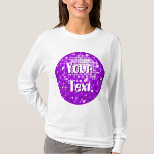 Camiseta Disco Azulejos Roxo 'Seu Texto' em manga longa