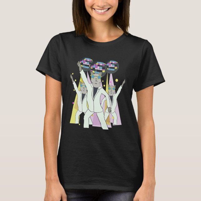 Camiseta Disco Cat Kitten Party EDM Music Rave Techno (Frente)