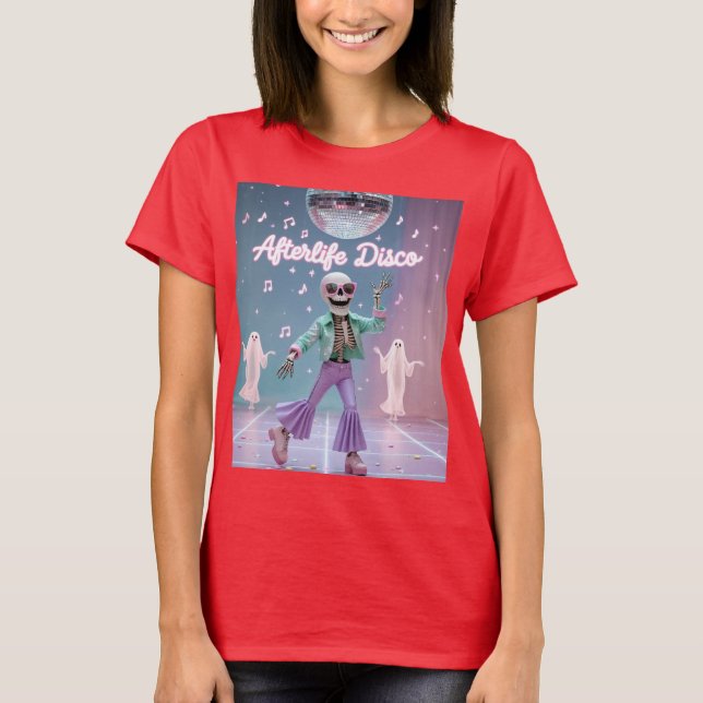 Camiseta Disco da Vida Após a Morte Esqueleto Groovy Dança  (Frente)