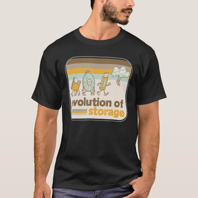 Camiseta Disco de Evolução do Armazenamento Retroativo USB  (Frente)