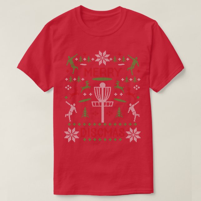 Camiseta Disco de feliz Golf Ugly Christmas Sweater Dis (Frente do Design)