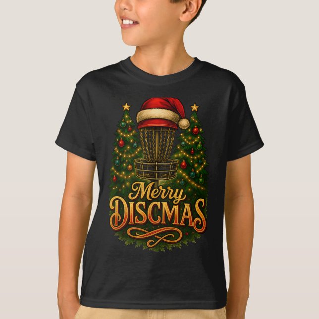 Camiseta Disco de Golfe de Natal Alegre Discmas  (Frente)