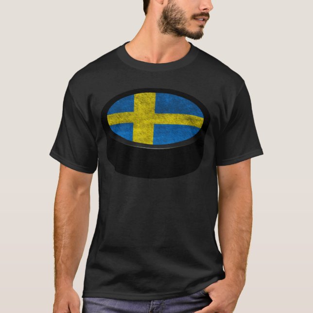 Camiseta Disco de hóquei vintage da Team Sweden (Frente)