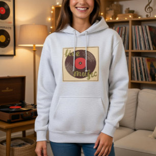 Camiseta Disco de Vinil de Música Ao Vivo Retrô