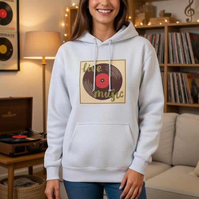 Camiseta Disco de Vinil de Música Ao Vivo Retrô (Criador carregado)