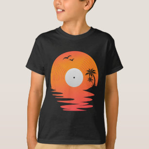 Camiseta Disco de Vinil Retro Disco Praia Mesa de Som Desig
