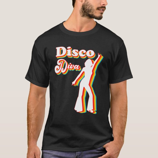 Camiseta Disco Diva | 60S 70S 80S Fecho Vestido Figurino (Frente)