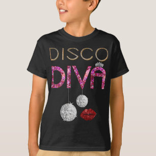 Camiseta Disco Diva Damas Disco Dourado Ball Silver Red Láb