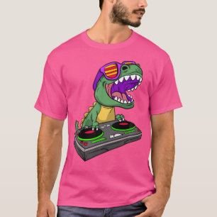 Camiseta Disco do Clube do Partido Dj T-Rex Jockey Dinosaur