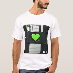 Camiseta Disco Flexível Retro Coração Verde Gráfico - Nosta