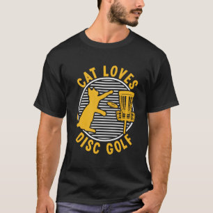 Camiseta Disco Golf Sport Frisbee Cat Player Voando Bas
