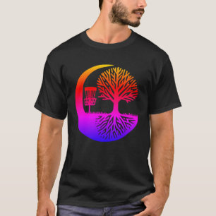 Camiseta Disco Golfe e Silhueta de Raízes de Árvore
