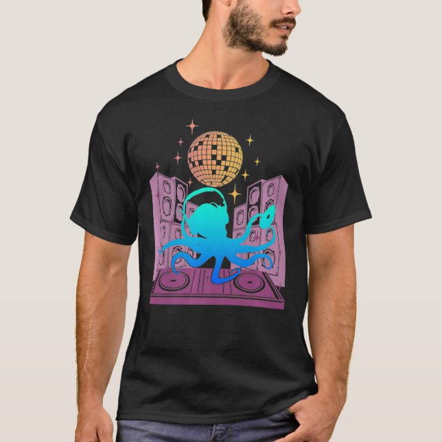 Camiseta Disco Mirror Ball Music Turntable Scratch DJ (Frente)
