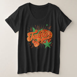 Camiseta Disco Personalizado do Groovy Nome do Retro Taylor