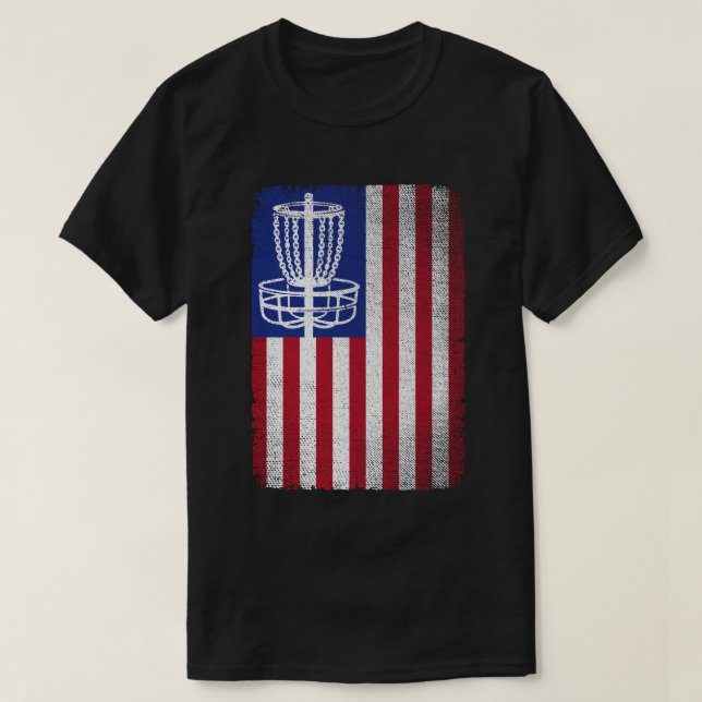 Camiseta Disco Voador Golf Homens Mulheres Bandeira America (Frente do Design)