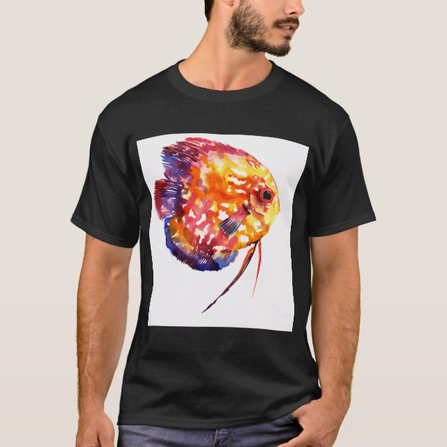 Camiseta discus, cores arco-íris, amarelo vermelho, azul (Frente)