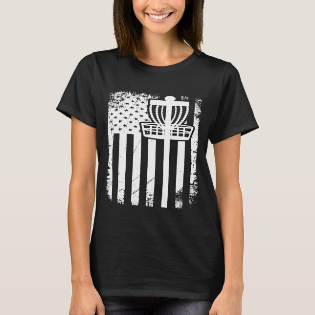 Camiseta Disk Golf American Flag Red White E Blue 1 (Frente)