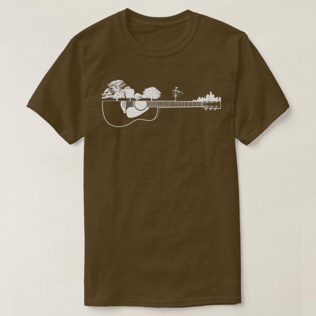 Camiseta Disk Golf Flying Sunset Guitar Art264 (Frente do Design)