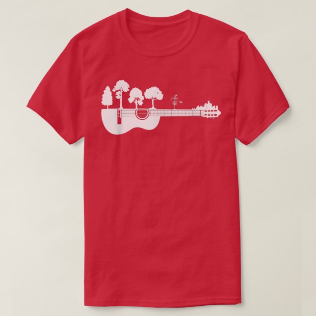 Camiseta Disk Golf Flying Sunset Guitar Art 643 (Frente do Design)