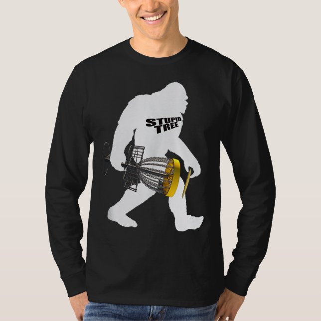 Camiseta Disk Golf Tocando Pé Grande Com Uma Cota De Árvore (Frente)