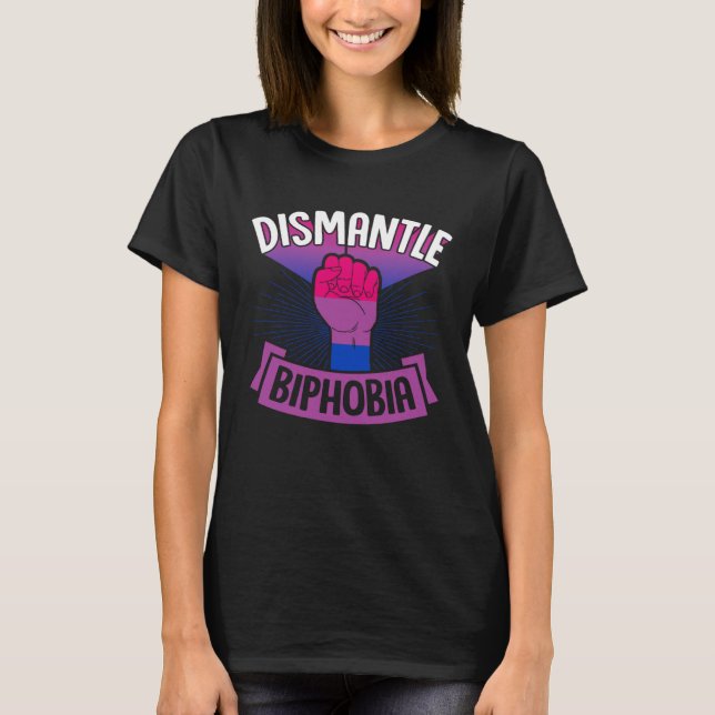 Camiseta Dismantle Biphobia Protest Fist Bisexual Pride Aes (Frente)