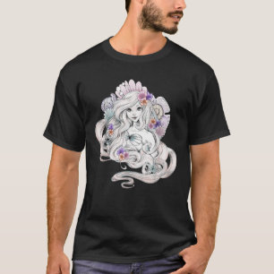 Camiseta Disney A Pequena Sereia Ariel Aquarela Floral