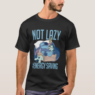 Camiseta Disney Lilo Stitch Não Poupança De Energia Preguiç